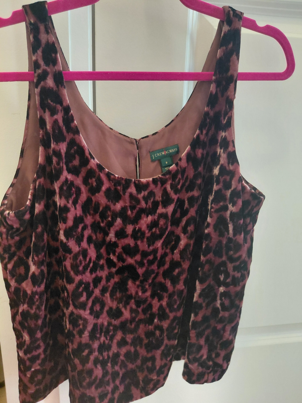 J. Crew Pink and Black Leopard Print Velvet Camisole